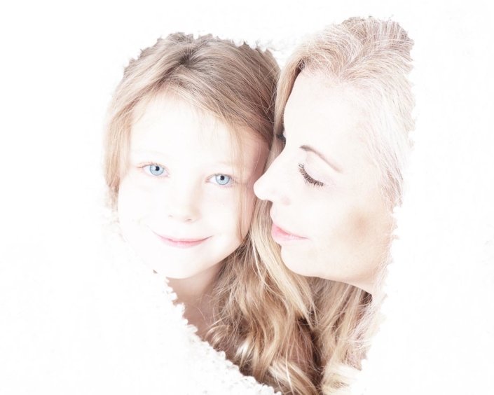 Mother and Daughter in high key family image