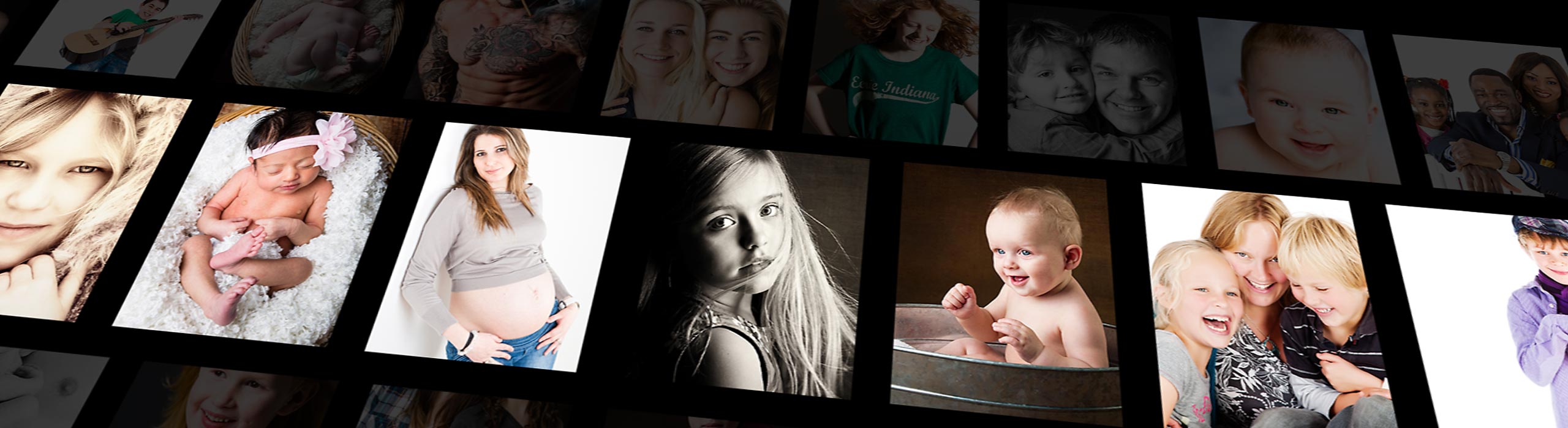 Film strips of a variety of studio family photography images.